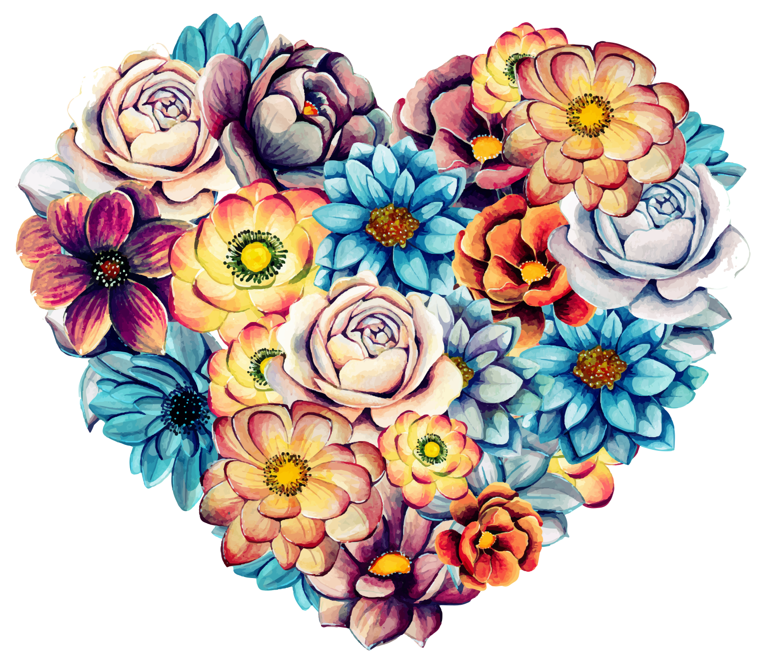 Floral vinyl rug in a lovely heart of flowers - TenStickers