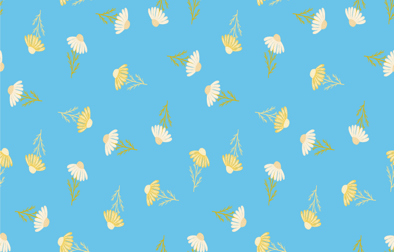 Floral vinyl rug daisy pattern on blue background - TenStickers