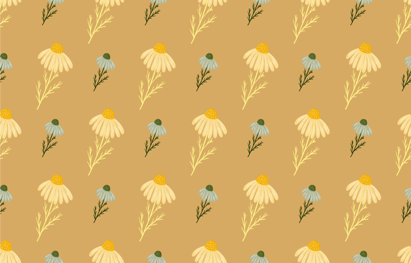 Floral vinyl rug with natural chamomile flowers pattern - TenStickers