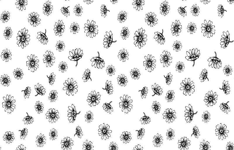 Floral vinyl rug with outlined daisy flowers - TenStickers