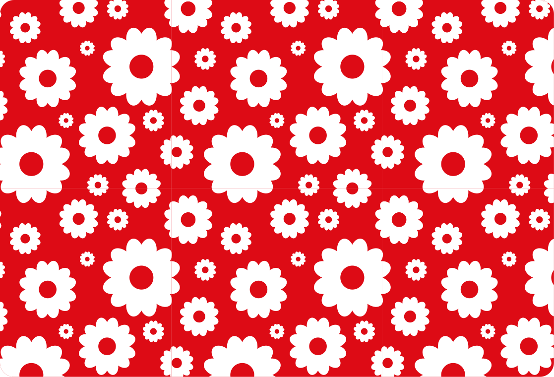 Floral vinyl rug with white daisies on red background - TenStickers