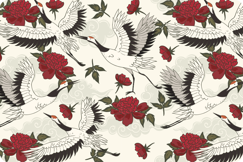 Floral vinyl rug in calming earth tones bird pattern - TenStickers