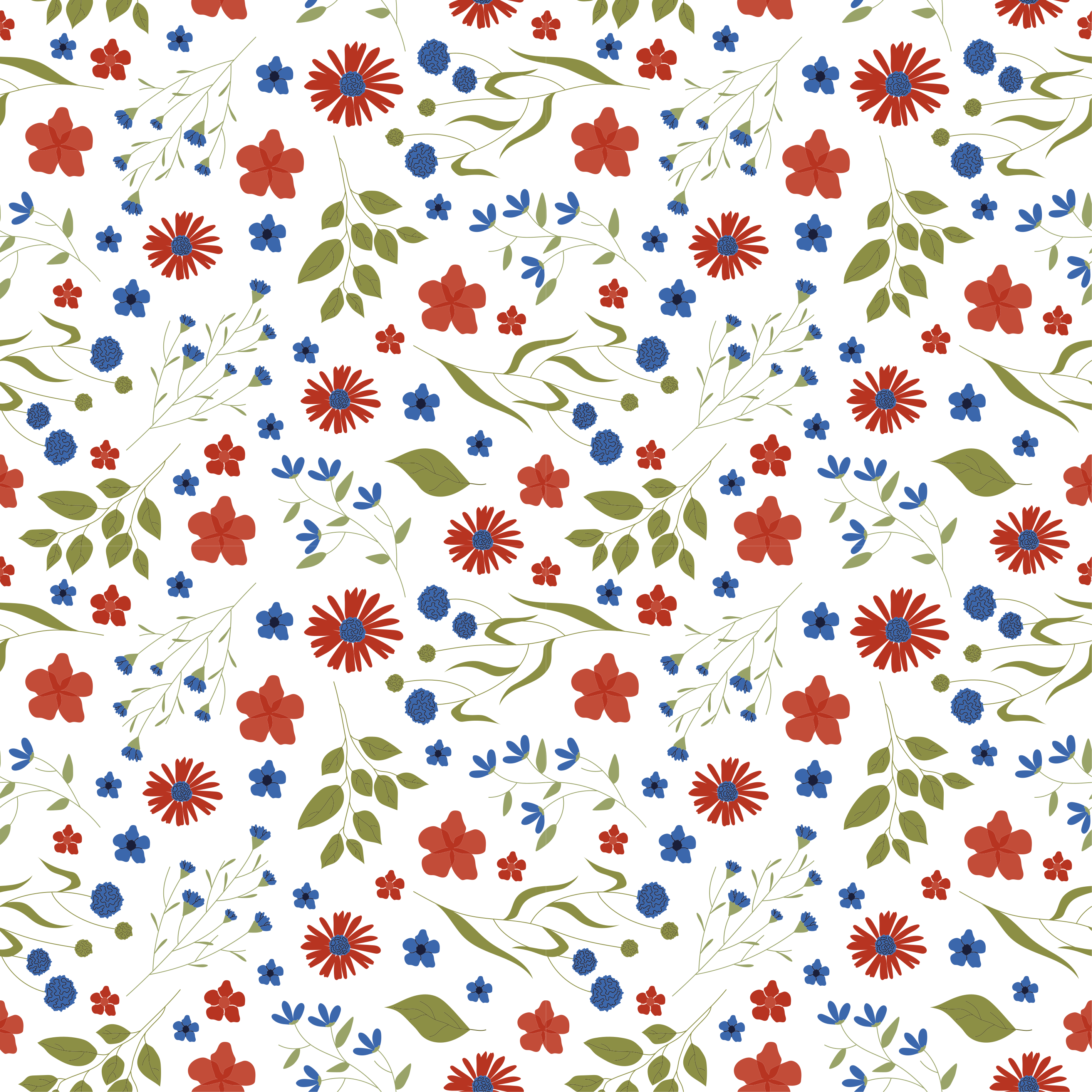 Floral vinyl rug with blue and red garden patterns - TenStickers