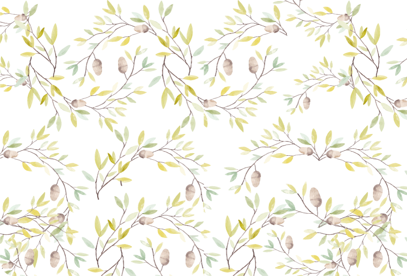 Floral vinyl rug original watercolor green leaves pattern - TenStickers