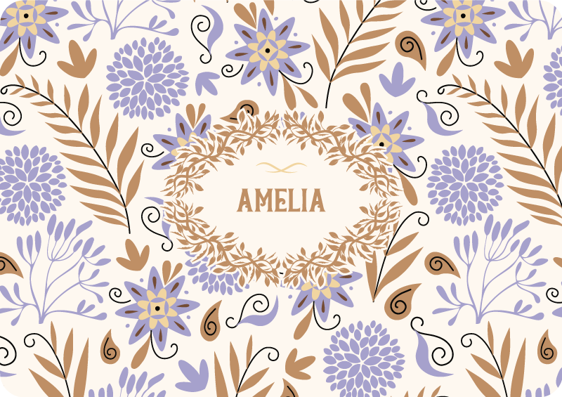 Floral vinyl rug with hand-painted vintage flowers - TenStickers