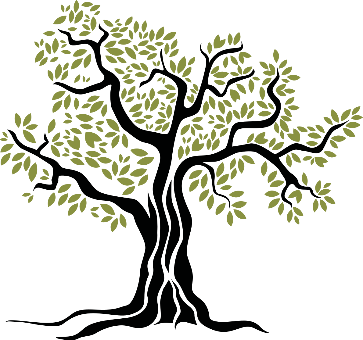 Floral vinyl rug featuring black olive tree leaves - TenStickers