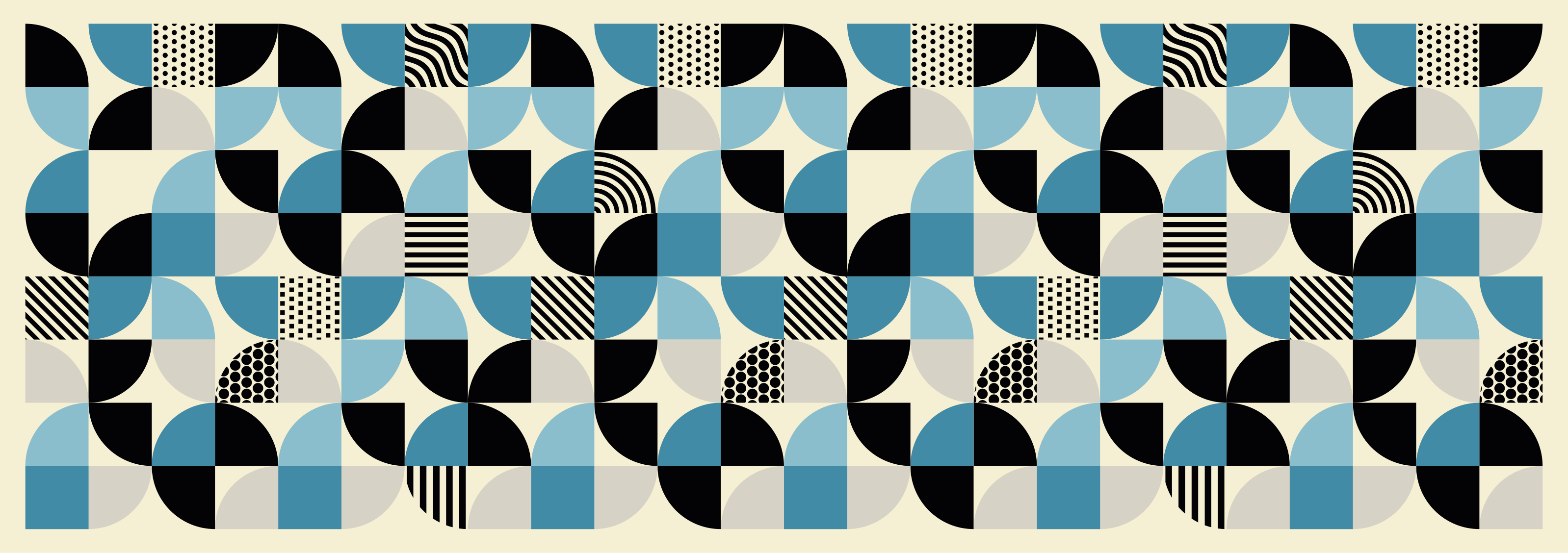 Dining room vinyl rug in retro blue bauhaus style - TenStickers