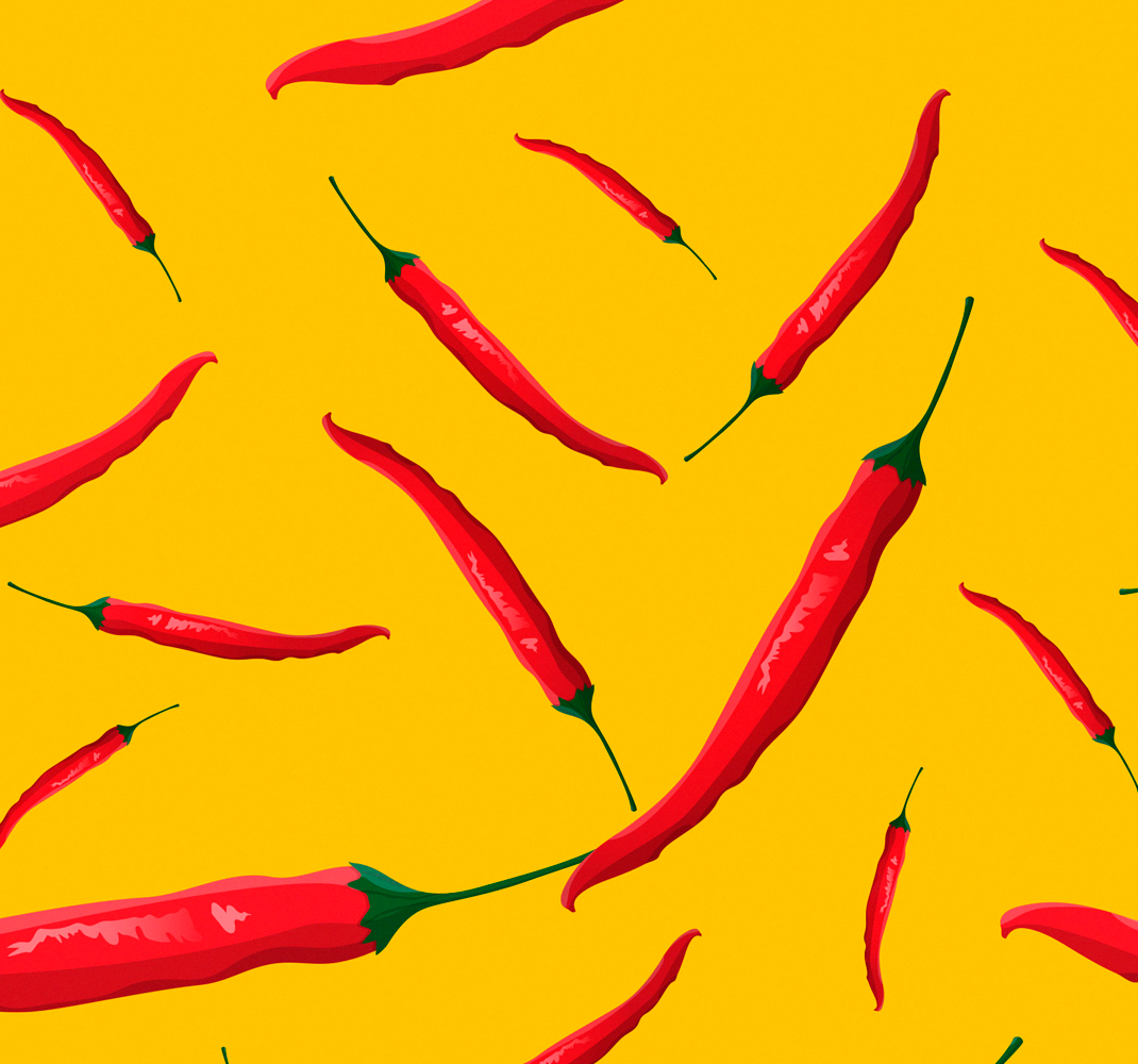 Kitchen vinyl rug with red and yellow peppers - TenStickers