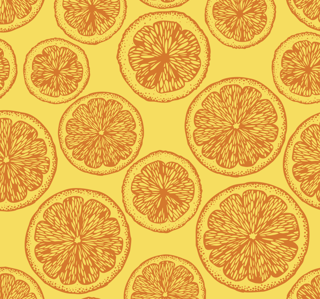 Kitchen vinyl rug with orange hand-drawn pattern - TenStickers