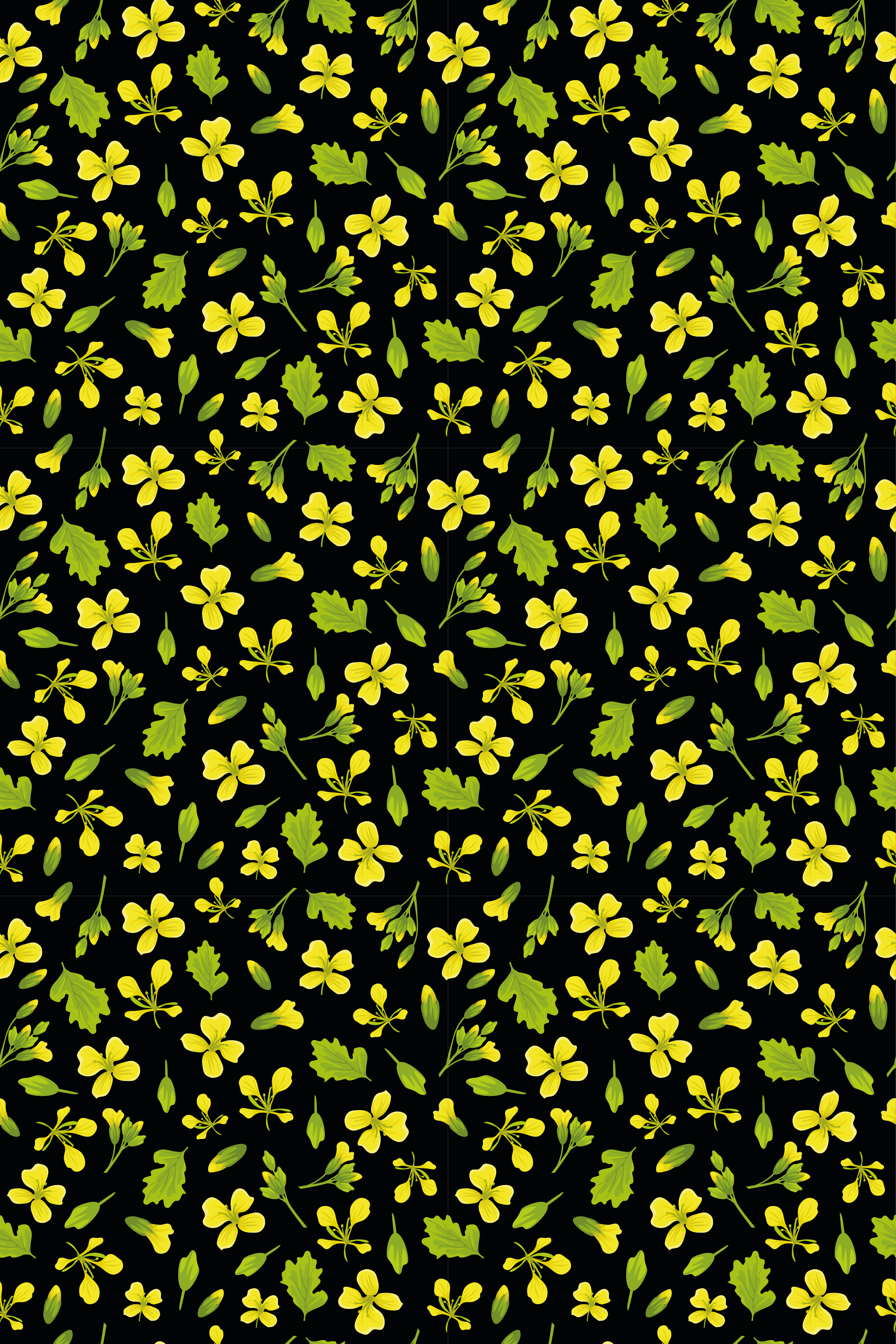 Floral vinyl rug in black with yellow design - TenStickers