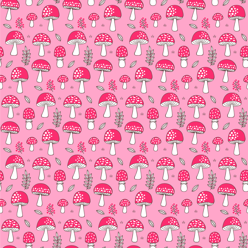 Floral vinyl rug with classic mushrooms and plants - TenStickers