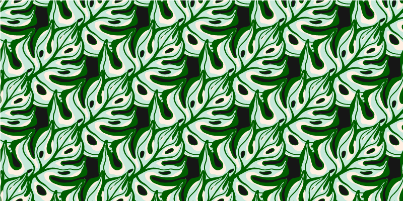 Floral vinyl rug in vibrant black and green flora - TenStickers