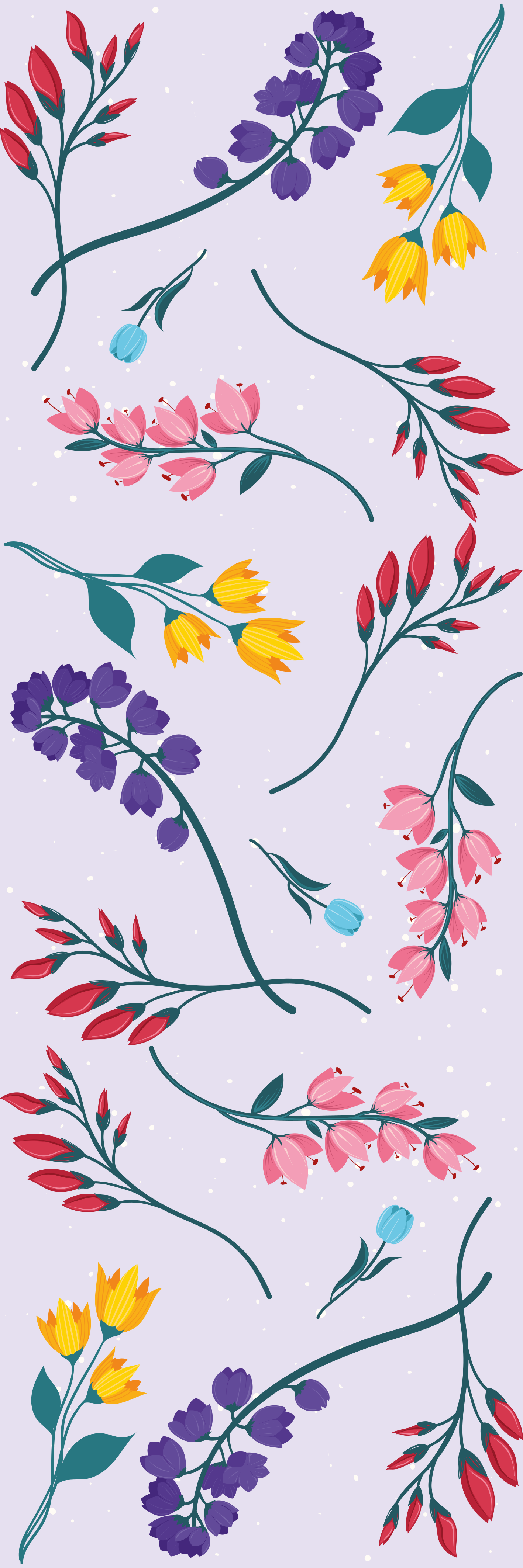 Floral vinyl rug with minimalistic garden flowers - TenStickers