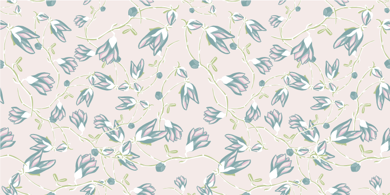 Floral vinyl rug with leaves and flowers design - TenStickers