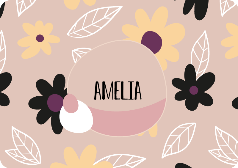 Floral vinyl rug in vibrant modern flowers on beige - TenStickers