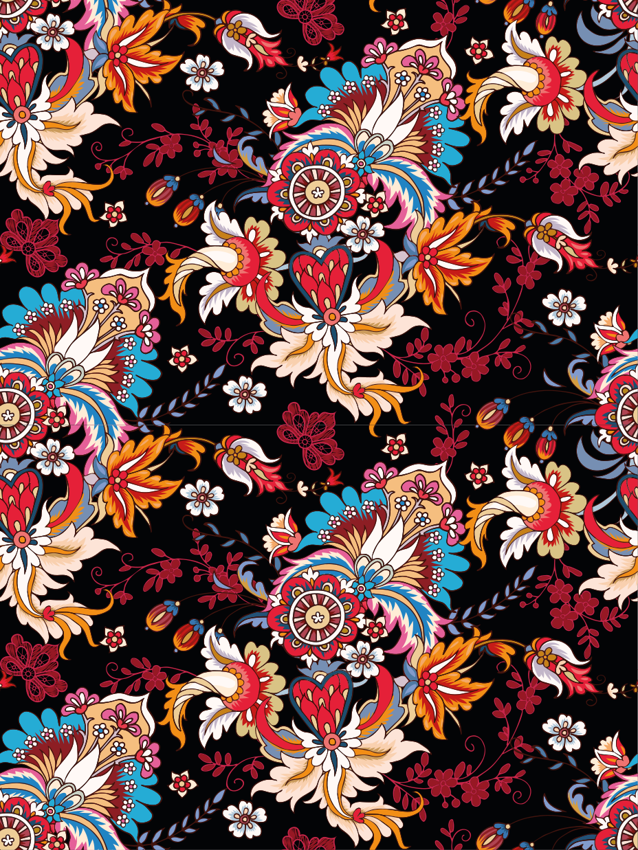 Floral vinyl rug in vibrant contemporary folk art - TenStickers