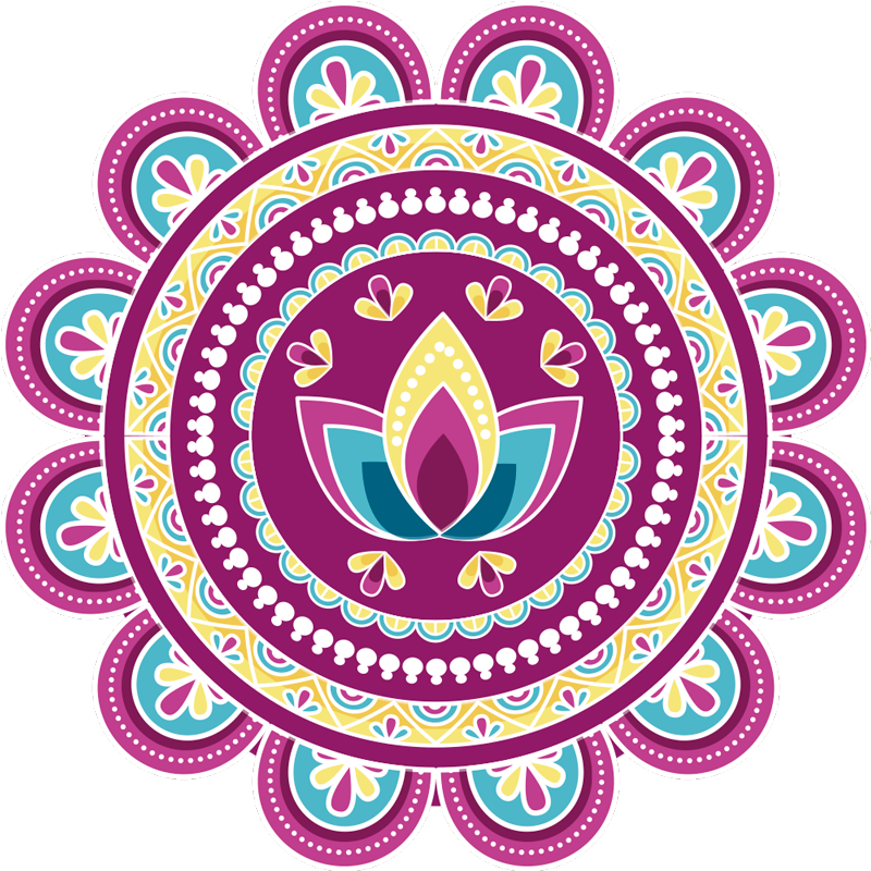 Floral vinyl rug colorful lotus mandala design - TenStickers