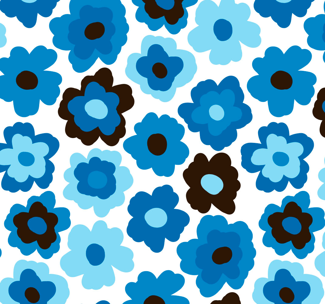 Floral vinyl rug blue poppy design - TenStickers