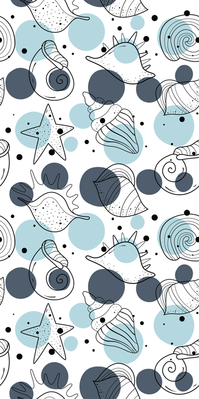 Floral vinyl rug with elegant shell designs - TenStickers