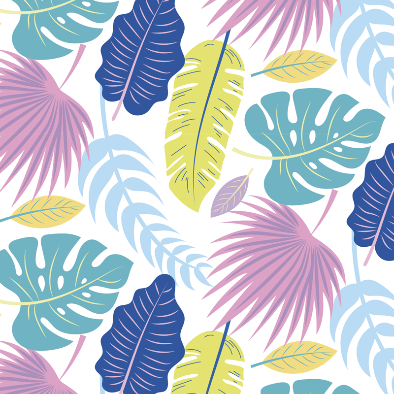 Floral vinyl rug with colorful leaf designs - TenStickers