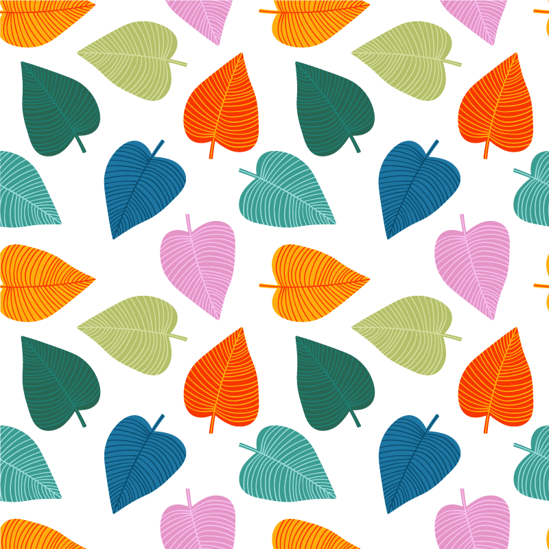 Floral vinyl rug with lively leaf patterns - TenStickers