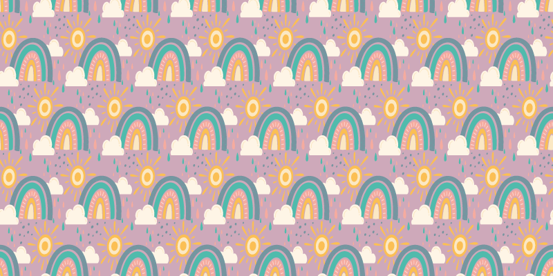 Floral vinyl rug playful colorful rainbows - TenStickers