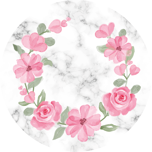 Flower vinyl rug with floral marble design - TenStickers