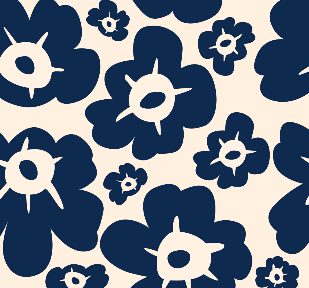 Flower vinyl rug in dark blue poppy design - TenStickers