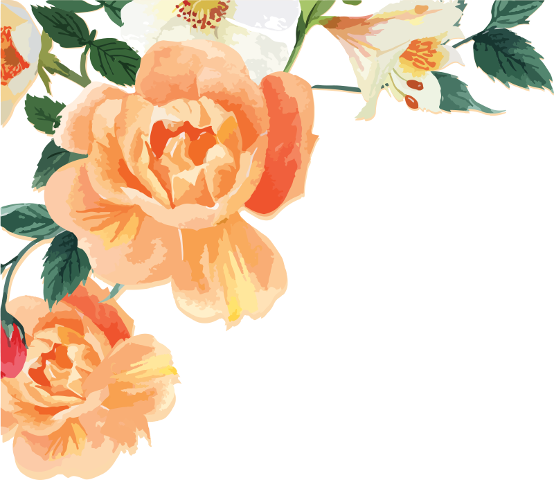 Flower vinyl rug peach rose arrangement - TenStickers