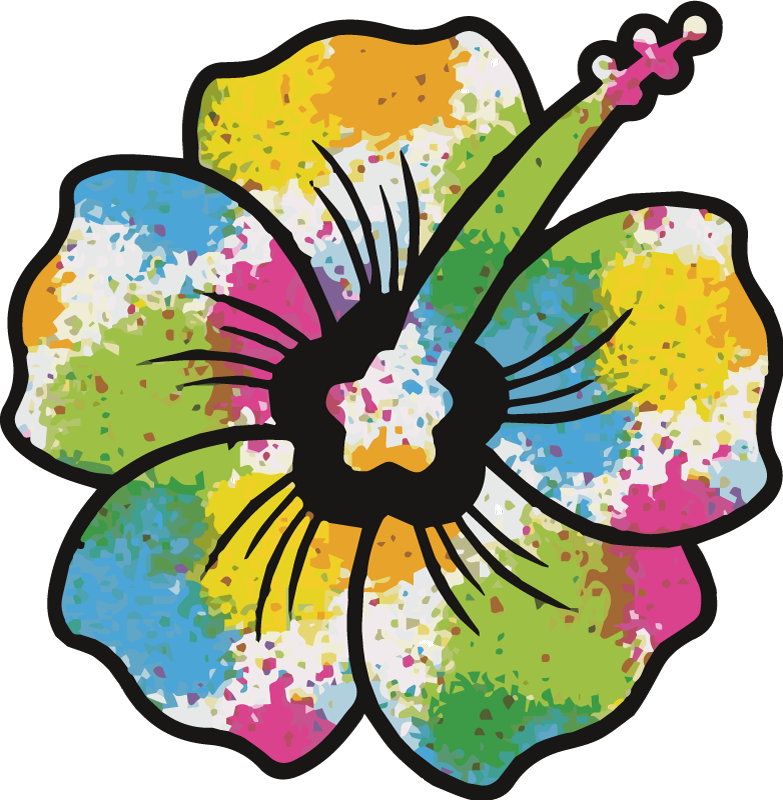 Colorful hibiscus blossom flower vinyl rug - TenStickers