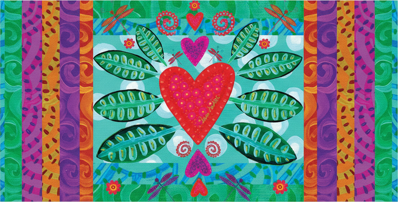 Living room vinyl rug colourful red heart - TenStickers