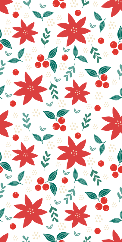 Christmas vinyl rug with festive floral designs - TenStickers