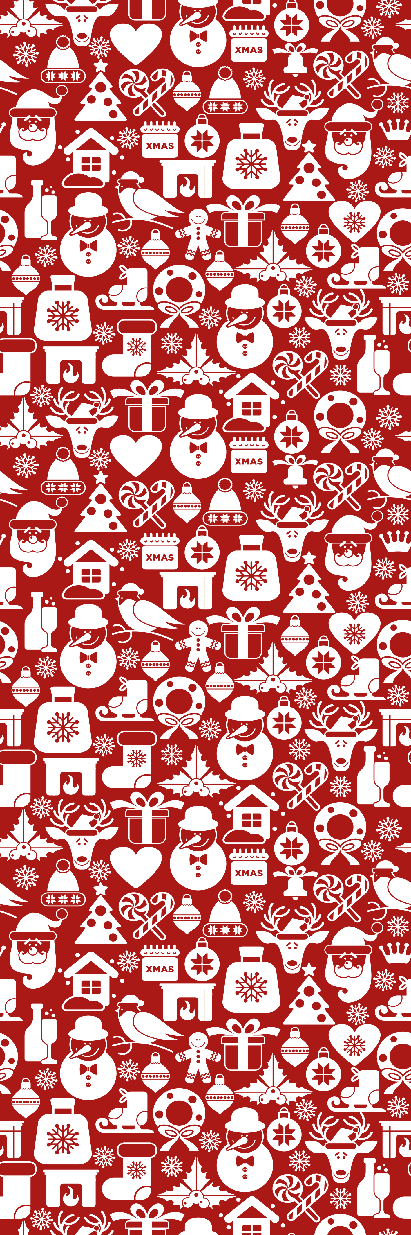 Christmas vinyl rug with festive icons on red background - TenStickers