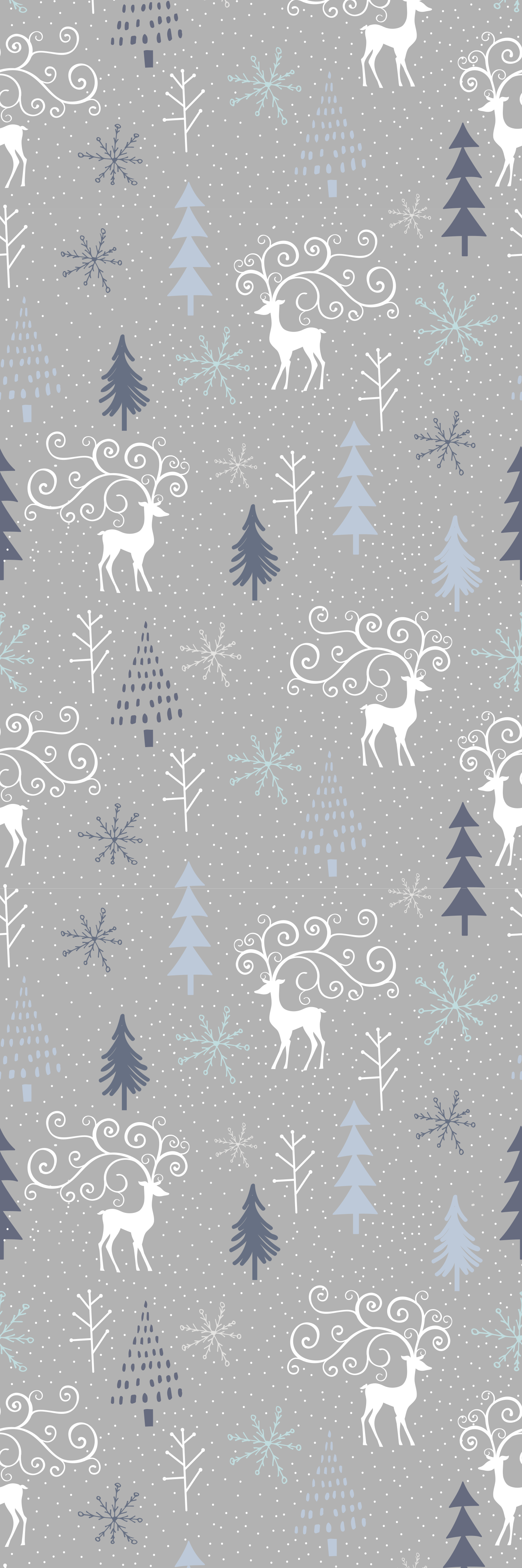 Christmas vinyl rug with white reindeers and trees - TenStickers