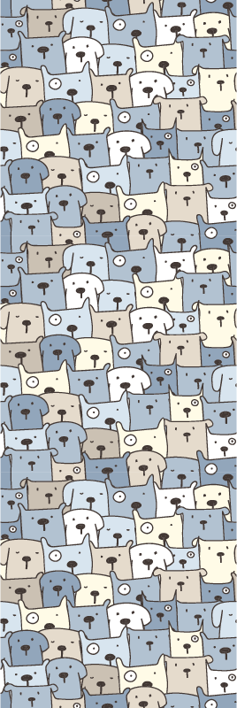 Bedroom vinyl rug featuring gray dog sketches - TenStickers