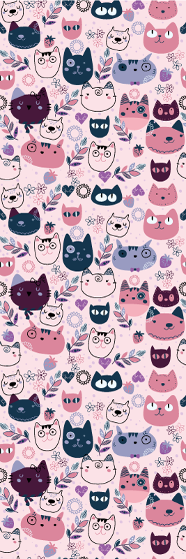 Pink cats fashion pattern bedroom vinyl rug - TenStickers
