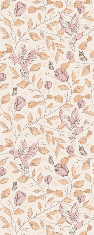 Bedroom vinyl rug with beige tulip pattern - TenStickers