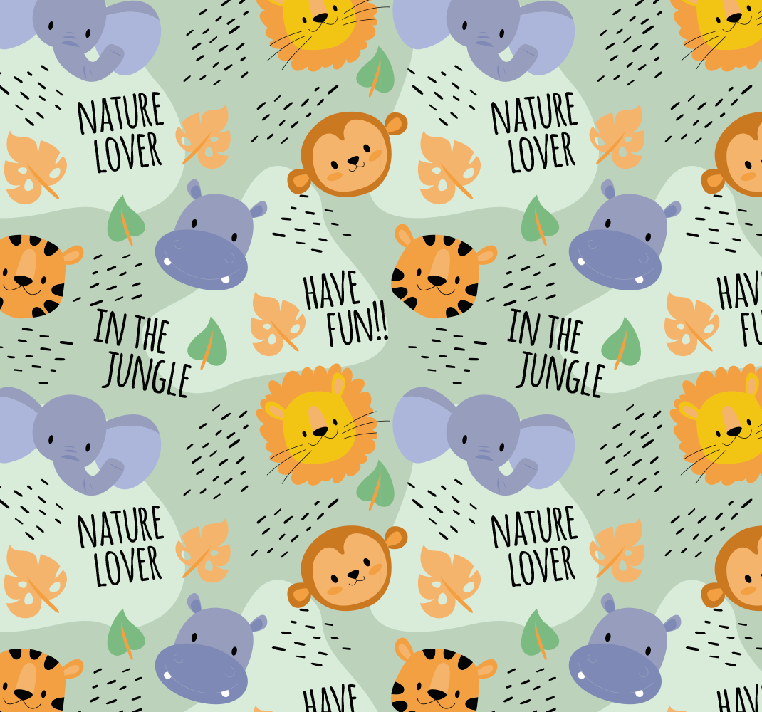 Kids vinyl rug with green jungle animals - TenStickers