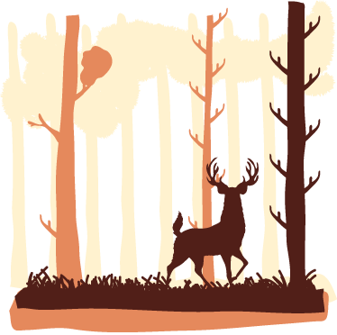 Nature vinyl rug brown forest and deer design - TenStickers