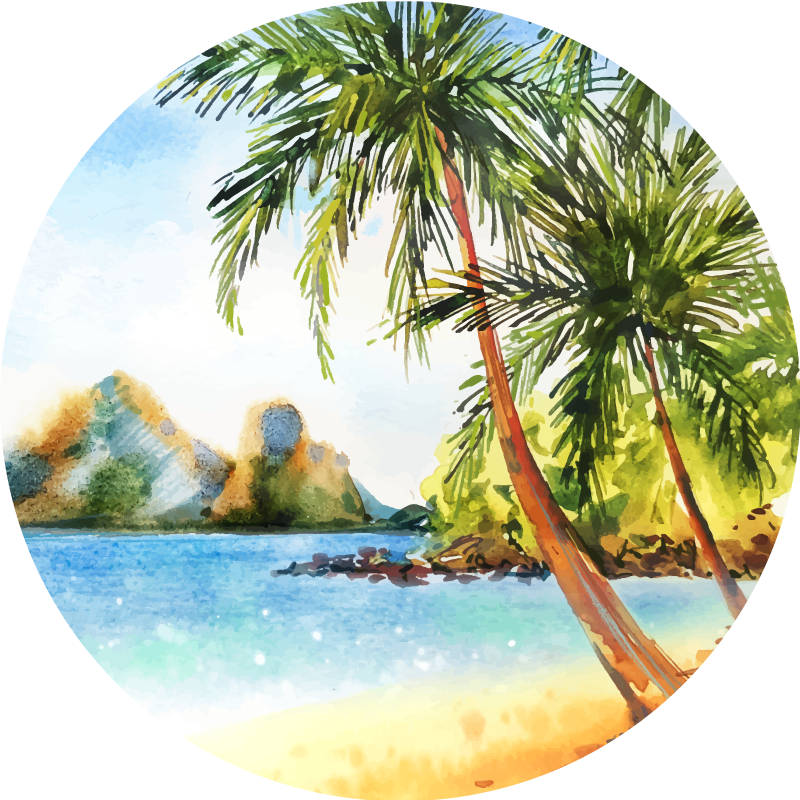 Nature vinyl rug tropical palm beach - TenStickers