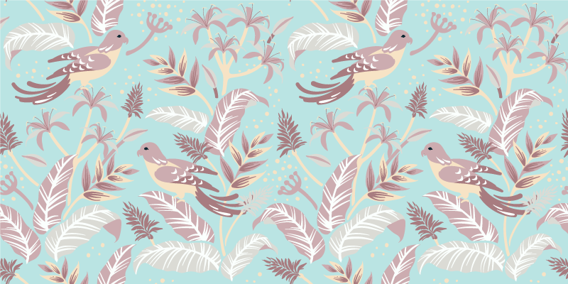 Nature vinyl rug with blue and pink floral design - TenStickers