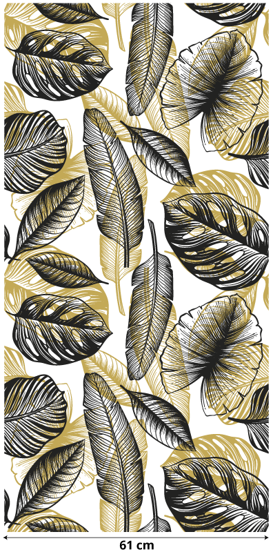 Floral vinyl rug elegant tropical plants - TenStickers