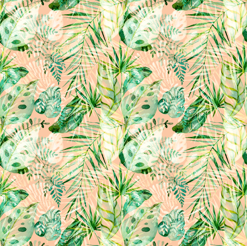 Floral vinyl rug with pink floral leaf design - TenStickers