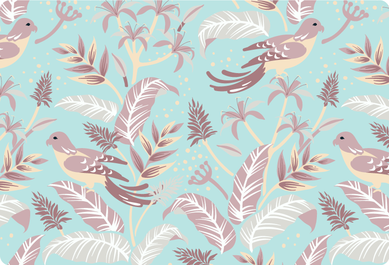 Floral vinyl rug in blue and pink floral design - TenStickers