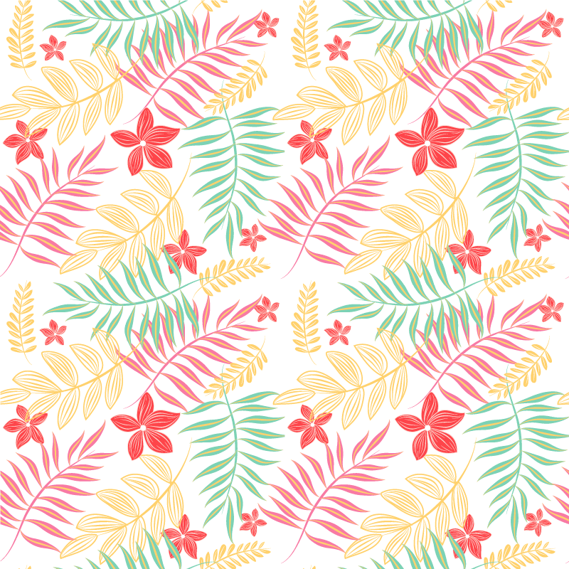 Floral vinyl rug with neon leaf pattern - TenStickers