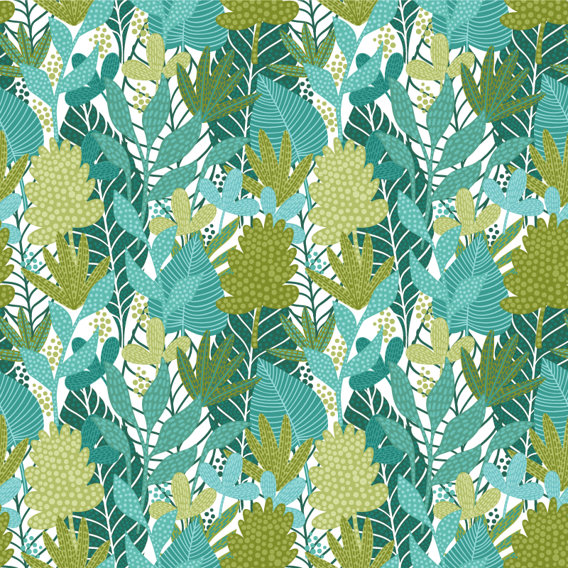 Floral vinyl rug with tropical boho leaf design - TenStickers