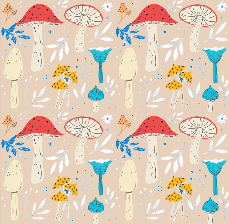 Floral vinyl rug with classic beige mushroom design - TenStickers