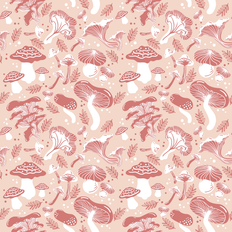 Floral vinyl rug with forest mushrooms on beige - TenStickers