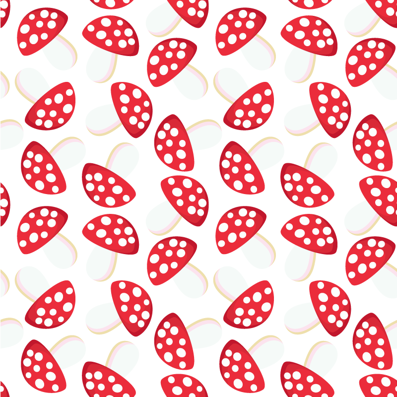 Floral vinyl rug with classic mushrooms on white - TenStickers