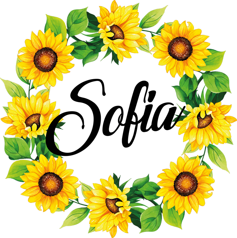 Floral vinyl rug with personalized summer crown - TenStickers